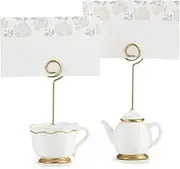 Kate Aspen, Place Card Holders, Tea Time Whimsy, Teapot and Teacup, Place Cards Included, Set of 6,Pink