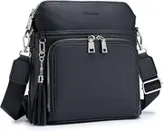 [Roulens] Crossbody Purse for Women,Lightweight Medium Crossbody Bag Soft Leather Women's Shoulder Handbags with Tassel