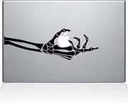 The Decal Guru Skeleton Hand Grabs MacBook Decal Vinyl Sticker - 15" MacBook Pro (2016 & Newer) - White (0221-MAC-15X-W)