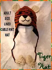delux leather tag TIGER HAT knit ADULT mens women TIGERS bengals QUALITY costume