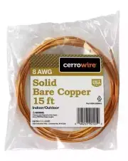 15ft. 8-Gauge Solid SD Bare Copper Grounding Wire Wiring Electric Electrical