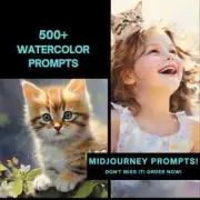 Watercolor Magic: 500+ Midjourney Watercolor Art Prompts - Instant Download