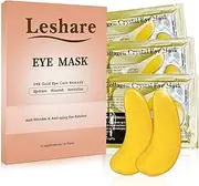 LESHARE 24K Gold Under Eye Mask for Reduce Dark Circles and Puffiness, Collagen Under Eye Patches,Under Eye Pads for Reduce Wrinkles, Gel Eye Treatment Mask for Refreshing, 12 Pairs