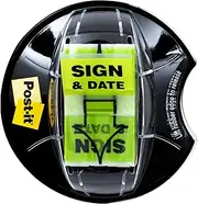 Post-it Flags Sign and Date Bright Green 25.4 mm x 43.2 mm 680-HVSD