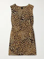 [Norma Kamali] Norma Kamali - Cheetah-print Stretch-jersey Mini Dress - Leopard print - x large x large Animal print