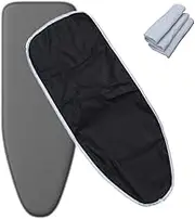 MAEEHDNKM Ironing Board Pad with Padding 13x43In Ironing Board Replacement Pad and Cover, Scorch Resistant Ironing Board Cover, Iron Board Cover Adjustable(Black,13x43 Inch(33x110 Cm))