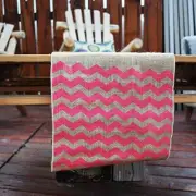 Quasimoon Vintage Burlap Table Runner w/ Fuchsia / Hot Pink Chevron Pattern (...