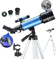 Telescope for Adults Astronomy Beginners 70Mm Refractor Telescopes with Adjustable 51 Inch Tripod Phone Adapter Erect-Image Diagonal and Moon Filter