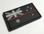 Thin Red Line Rubber/PVC Patch Mini, Australian Flag Fire Brigade, Hook Rear
