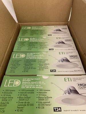 (4) Lot NEW ETI 5"/6" 18w LED Hight Output 150w Recessed Downlight In/Out Lights