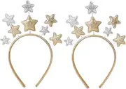 AHQiZFX Pack of 2 Glitter Star Headbands, Christmas Stars Headbands, Star Hair Hoop Headband, Sequin Hair Bands with Stars, Party Stars Hair Accessories, for Halloween, Christmas, Birthday Party