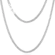 [KRKCLIFE] Women's Men’s Chain Necklace, 5/6/8MM Silver/ 14K Gold Stainless Steel Cuban Link Curb Chain Necklaces, Anti-Allergies, Durable No Fading Thick Chain Pendant Necklace Jewelry for Unisex