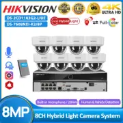 Hikvision 4K CCTV System 12MP 8CH 8POE NVR 8MP Hybrid Light Dome Home Camera MIC