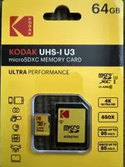Kodak Micro SD Card - 64GB U3 With Adapter - New / Sealed