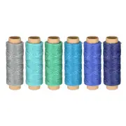 Leather Thread Set 55 Yards 150D/1mm Polyester Flat Waxed (Various Blue, 6Pcs)