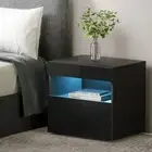 LED Light Bedside Table Stylish Modern Side Desk UV High Gloss Finish Furniture