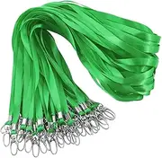 Tanstic 50Pcs Green Lanyards Kit, Flat Lanyard Bulk with Swivel Hook Clip for Office ID Badges Key Chains