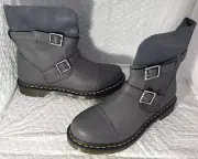 Dr Martens Kristy Grey Leather Buckle Ankle Boots Women's Size 11 / UK 9