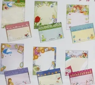 Disney land日本東京迪士尼樂園愛麗絲夢遊仙境信封信紙 妙妙貓 時間兔 紅心皇后 瘋狂帽匠