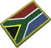 [BR44] BP0021V01 South Africa Flag Embroidered Patch Gold Border Uniform Kart Kimono, Hook Fasteners Attach to Tactical Hats and Gears