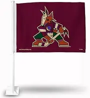 NHL Rico Industries Arizona Coyotes Double Sided Double Sided Car Flag - 16" x 19" - Strong Pole that Hooks Onto Car/Truck/Automobile
