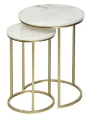[Cooper & Co] Marble Ada Nested Side Table Set in White/Gold