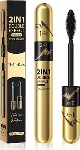 Tubing Mascara, Waterproof and Smudge-Proof 2-1 Long Lasting Black Mascara Volum