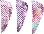 OHPHCALL Set of 3 Hair Dry Wraps Microfibre Hair Towel Cap Quick Dry Cap for Women Towel