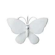 Danish Silver Brooch Butterfly w/ White Enamel - Lund Copenhagen