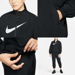 【NIKE 耐吉】夾克外套 NSW Essential Woven Jacket 女版 黑 尼龍 大勾(DM6182-010)