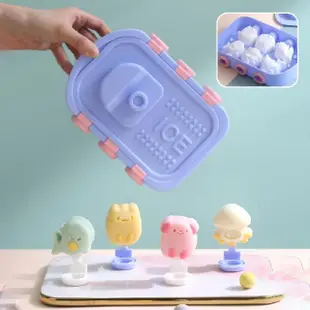 【親子DIY】可愛動物造型矽膠冰棒模具(DIY 帶蓋 雪糕 冰淇淋 巧克力 製冰盒 製冰器)