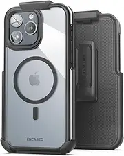 Encased MAG Case Designed for iPhone 15 Pro Belt Case with Holster Clip (Compatible with MagSafe) Black/Clear