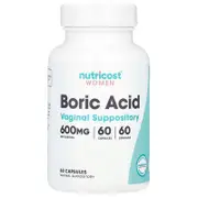Nutricost, Women, Boric Acid, Vaginal Suppository, 600 mg , 60 Capsules