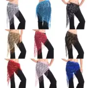 New Women's Belly Dance Triangle Hand Make Sequin Tassles Mesh Hip Scarf Wrap