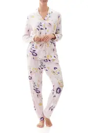 Ladies Givoni PJS Tencel Modal Long Pyjama Set Cream Floral (Mallory 29M)
