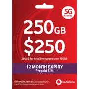 Vodafone $250 Prepaid Starter Pack - 150GB - 365 Days/12 Month Expiry