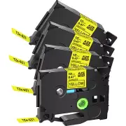 Compatible Brother P-Touch TZ TZe-631 12mm Label Tape Black/Yellow PT-D210 4Pack