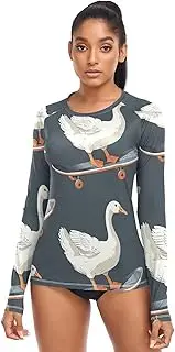 [RPLIFE] Seal Fish White Womens SPF Shirts Long Sleeve Lightweight, XS-XL Sun Protective Clothing Women, Geese Riding Skateboards Black, Small