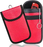 GOODEN ATIM Upgraded Faraday Bag for Key Fob (2 Pack),Premium Faraday Key Fob Protector– Car RFID Signal Blocking, Car Security Protection Pouch, Anti-Theft Pouch, Anti-Hacking Case Blocker -Red