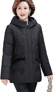 [ZISTRCBAO] Women'S Winter Down Jacket - Warm Black Pocket Puffer Jacket Plus Size Padded Zipper Down Jacket Quilted Hooded Jacket For Ladies Lined For Hiking Travel,As Shown,6Xl