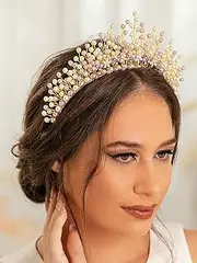 [IYOU] Bridal Wedding Headband Pearl Purple Headpiece