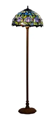 Large 16" Tulip Style Stained Glass Tiffany Floor Lamp