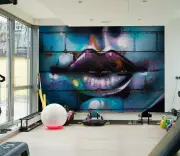 3D Graffiti Lips 020 WallPaper Murals Wall Print Decal Wall Deco Indoor Wall Murals