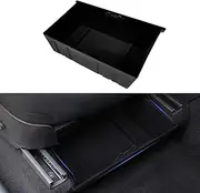 Powlamks Under Seat Storage Box for Tes la Model Y 2020 2021 2022, ABS Driver Passenger Front Underseat Hidden Organizer Tray Bin Cubby Drawer Container Accessories (Single-sided Flocking)