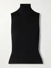 [KHAITE] KHAITE - Benita Ribbed-knit Turtleneck Top - Black - medium medium Black