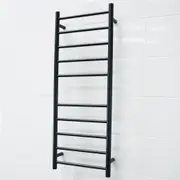 Radiant Matte Black 430 x 1100mm Round Heated Towel Rail (Left Wiring) BRTR430LEFT