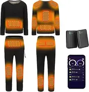 [IMYOGI] Cozy Electric Heated Thermal Underwears, 14 Areas Smart Heating Base Layer Shirt and Pant Man Woman Warm Long Johns Set