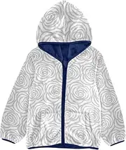[GuoChe] Boy Hooded Fleece Jacket Gray Roses Texture Toddler Girls Winter Clothes Navy Blue Stylish Baby Boy Clothes 3T