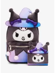 Her Universe Kuromi Witch Fuzzy Mini Backpack Hello Kitty Sanrio + Wallet NEW!