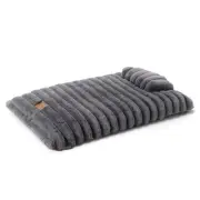 CuddleTown Ribbed Bubble Stripe Pillow Crate Mat Pet Bed, Machine Washable Co...